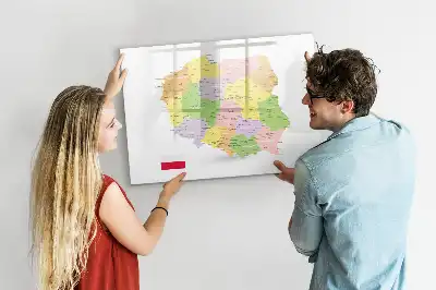 Magnetic glass dry erase board map of Poland