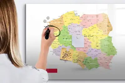 Magnetic glass dry erase board map of Poland