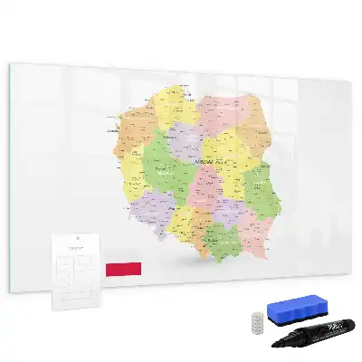 Magnetic glass dry erase board map of Poland