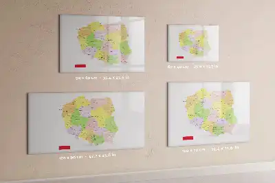 Magnetic glass dry erase board map of Poland