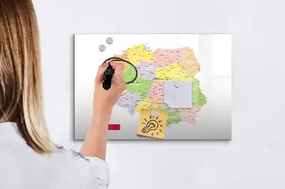 Magnetic glass dry erase board map of Poland