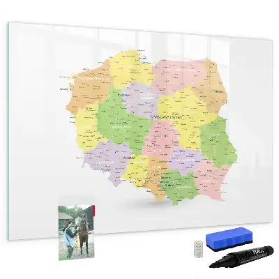 Magnetic glass dry erase board map of Poland