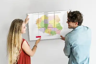 Magnetic glass dry erase board map of Poland