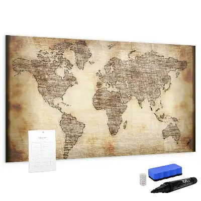 Magnetic marker board with an old world map design