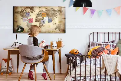 Magnetic marker board with an old world map design