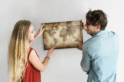 Magnetic marker board with an old world map design