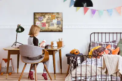Magnetic marker board with an old world map design