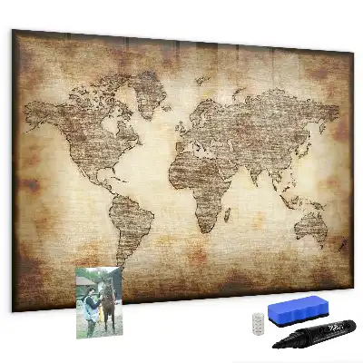 Magnetic marker board with an old world map design