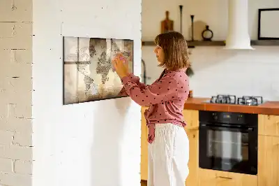 Magnetic marker board with an old world map design