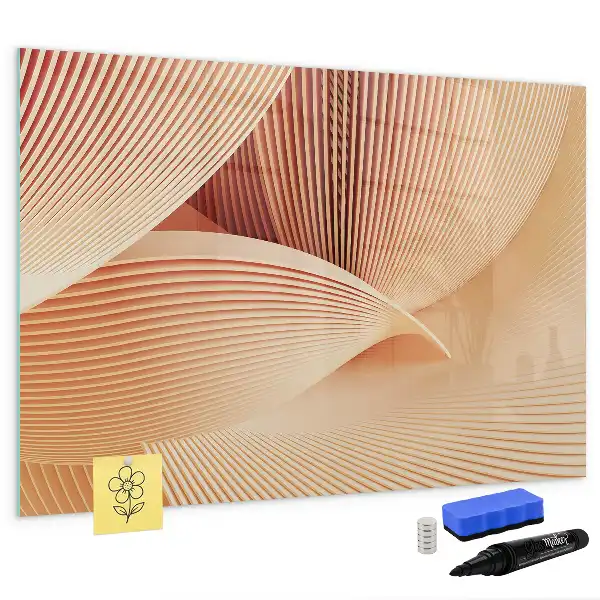 Magnetic marker board with an abstract wave pattern