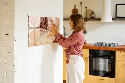 Magnetic marker board with an abstract wave pattern