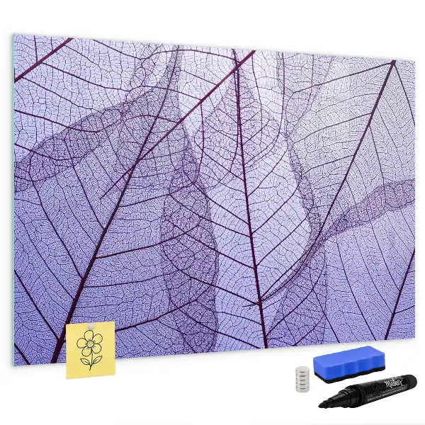 Magnetic glass dry erase board with nature leaves design