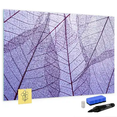 Magnetic glass dry erase board with nature leaves design