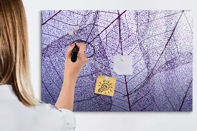 Magnetic glass dry erase board with nature leaves design