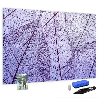 Magnetic glass dry erase board with nature leaves design