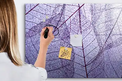Magnetic glass dry erase board with nature leaves design