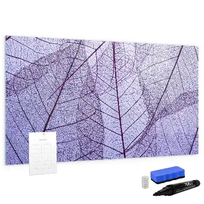 Magnetic glass dry erase board with nature leaves design
