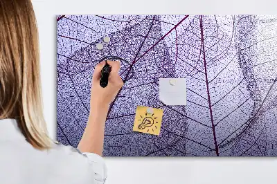 Magnetic glass dry erase board with nature leaves design