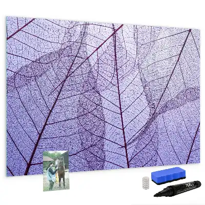 Magnetic glass dry erase board with nature leaves design