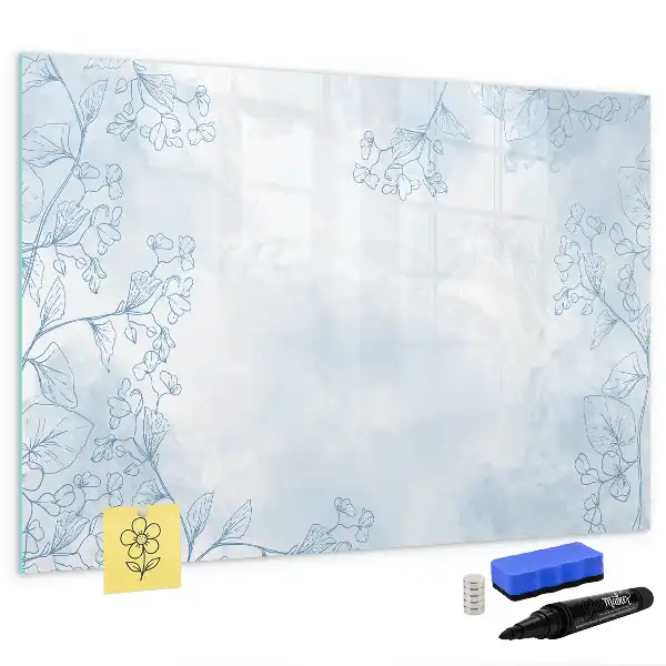Magnetic glass dry erase board plant sketch design