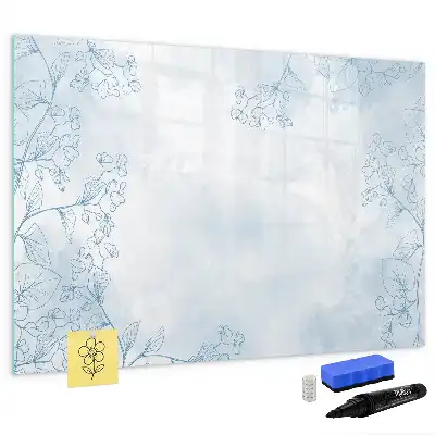 Magnetic glass dry erase board plant sketch design