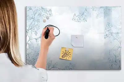 Magnetic glass dry erase board plant sketch design
