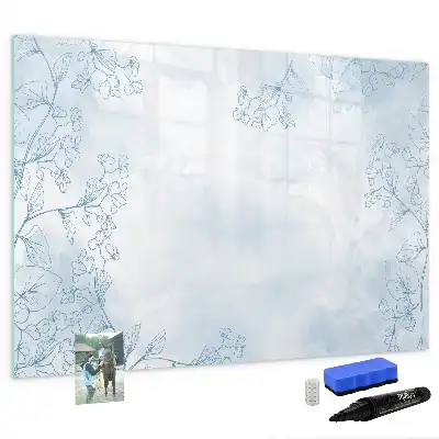 Magnetic glass dry erase board plant sketch design