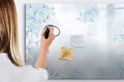 Magnetic glass dry erase board plant sketch design