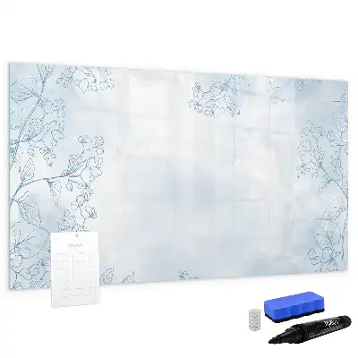 Magnetic glass dry erase board plant sketch design