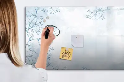 Magnetic glass dry erase board plant sketch design