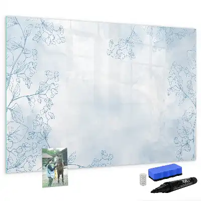 Magnetic glass dry erase board plant sketch design