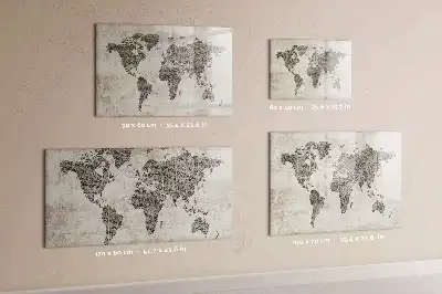 Magnetic marker board world map made from newspapers