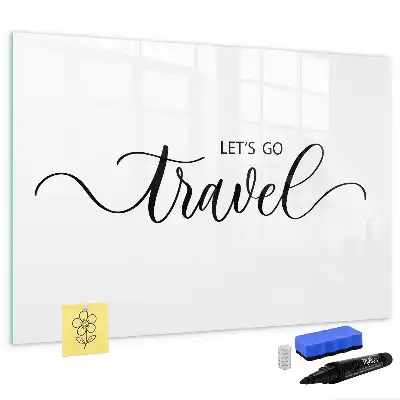 Magnetic glass dry erase board travel text