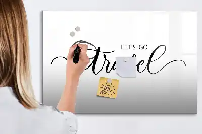 Magnetic glass dry erase board travel text