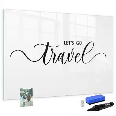 Magnetic glass dry erase board travel text