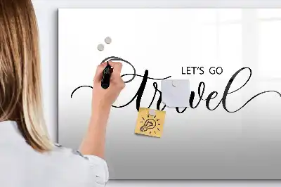 Magnetic glass dry erase board travel text