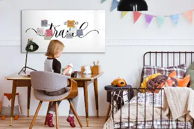 Magnetic glass dry erase board travel text