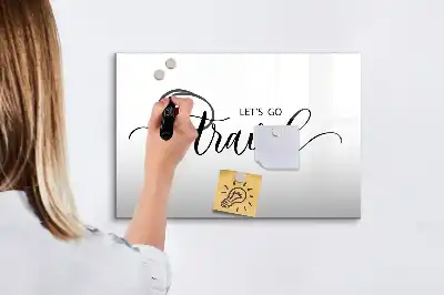 Magnetic glass dry erase board travel text