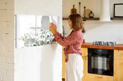 Magnetic glass dry erase board with plant leaves print