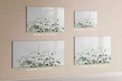 Magnetic glass dry erase board with plant leaves print