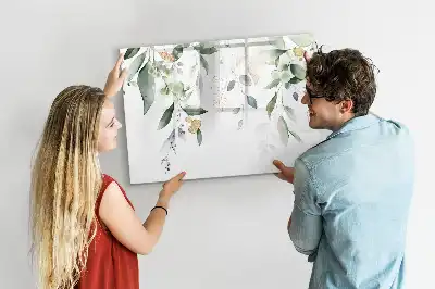 Magnetic marker board with plant leaves print