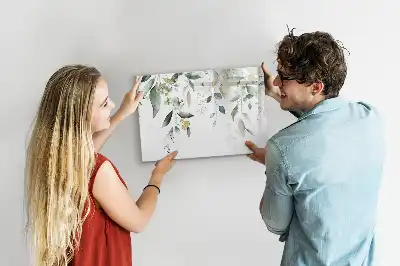 Magnetic marker board with plant leaves print