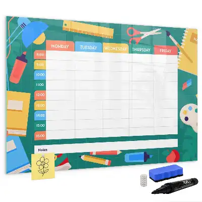 Magnetic glass dry erase board timetable design