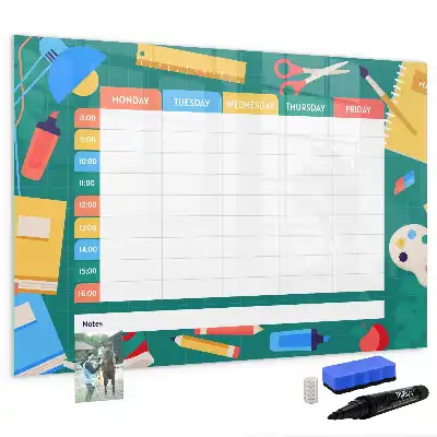 Magnetic glass dry erase board timetable design