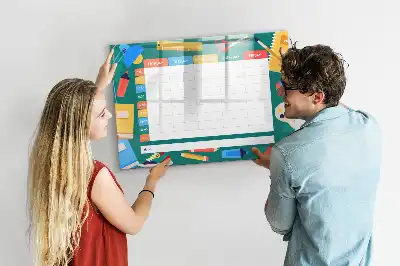 Magnetic glass dry erase board timetable design
