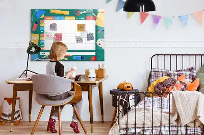 Magnetic glass dry erase board timetable design