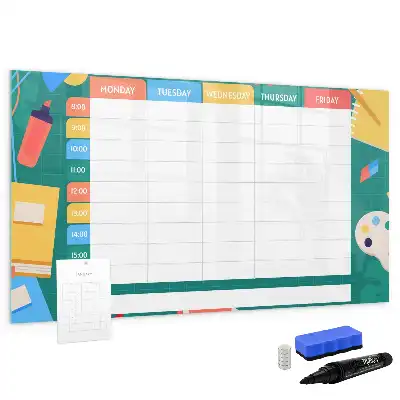 Magnetic glass dry erase board timetable design