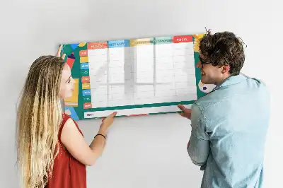 Magnetic glass dry erase board timetable design