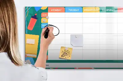 Magnetic glass dry erase board timetable design