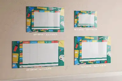Magnetic glass dry erase board timetable design